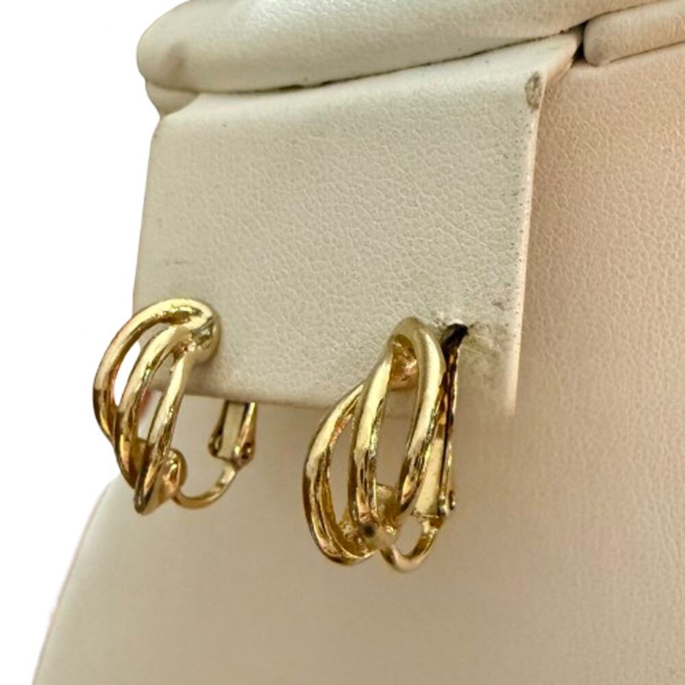 Vintage 1980s Napier Gold Plated Clip On Screw Back Earrings - Picture 3 of 7